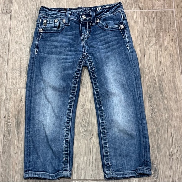 Vintage Miss Me Jeans Capri Crop Fleur Embroidery Short Y2K Skinny Slim Blythe - Picture 11 of 12